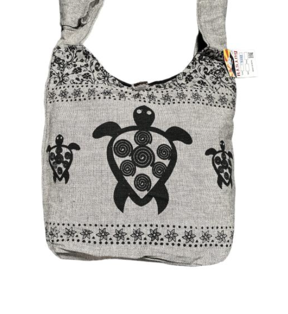 Hobo Bag - Gray with Black Sea Turtle Swirl