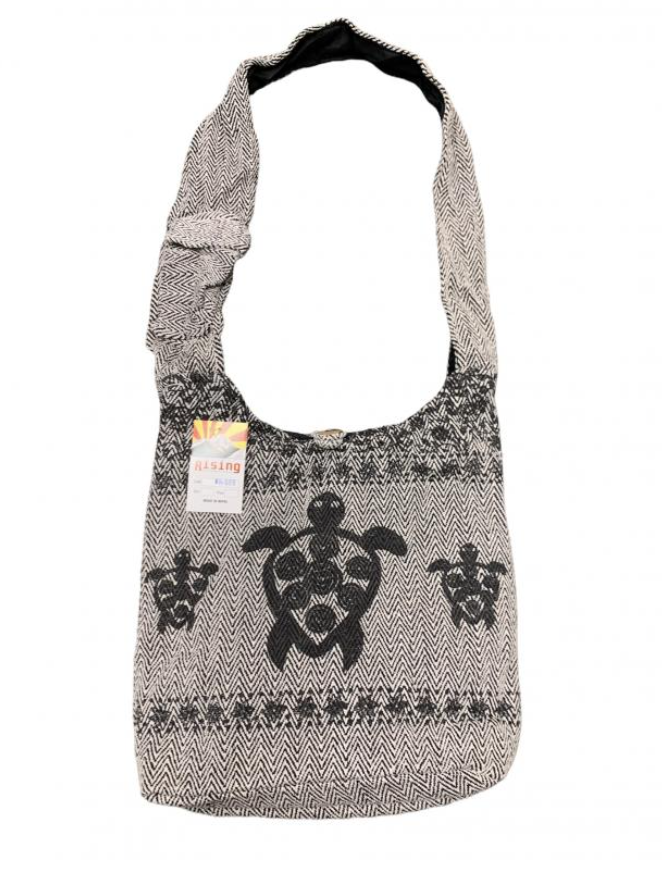 Hobo Bag - Gray with Black Sea Turtle